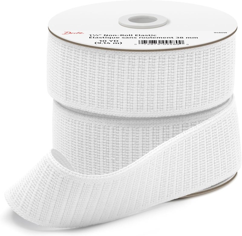Dritz 1-1/2 Inch by 10 Yard Non-Roll Elastic in White - Image 3