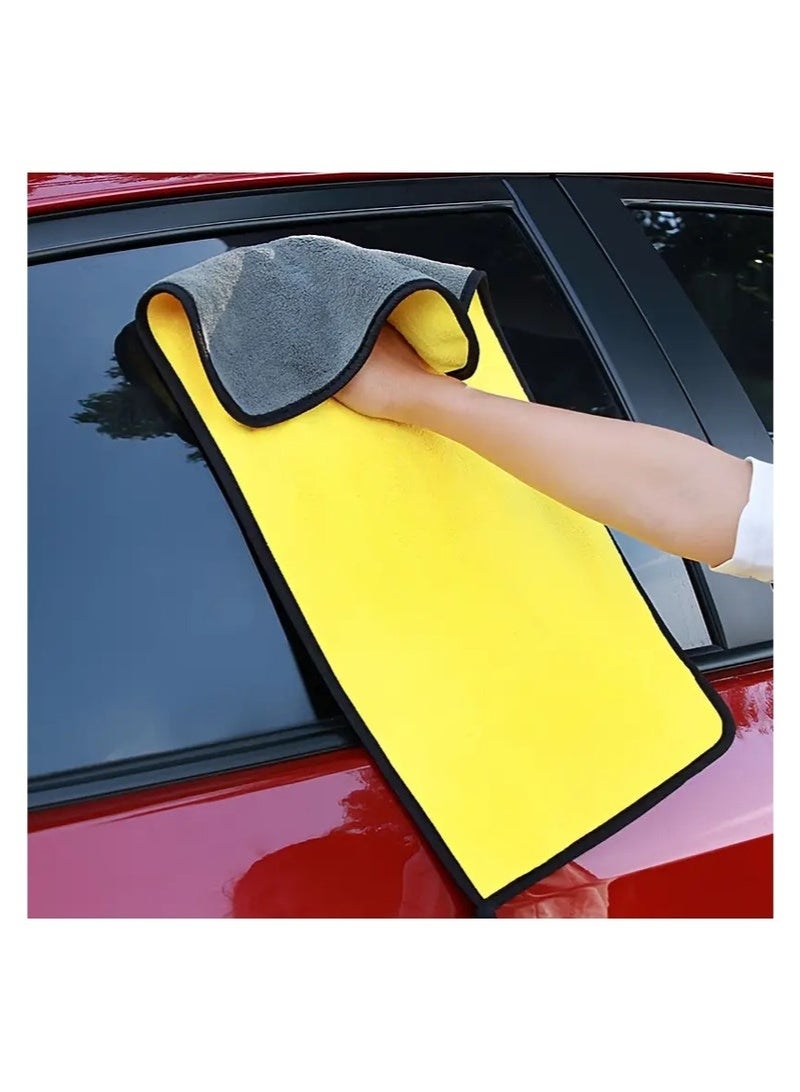 Microfiber Car Detailing Towels, Double Sided Thickened Super Absorbent Car Detailing Towels, Car Detailing Towels, Car Detailing Cloth, 6 Pack, 40x70cm Yellow  Grey - Image 2