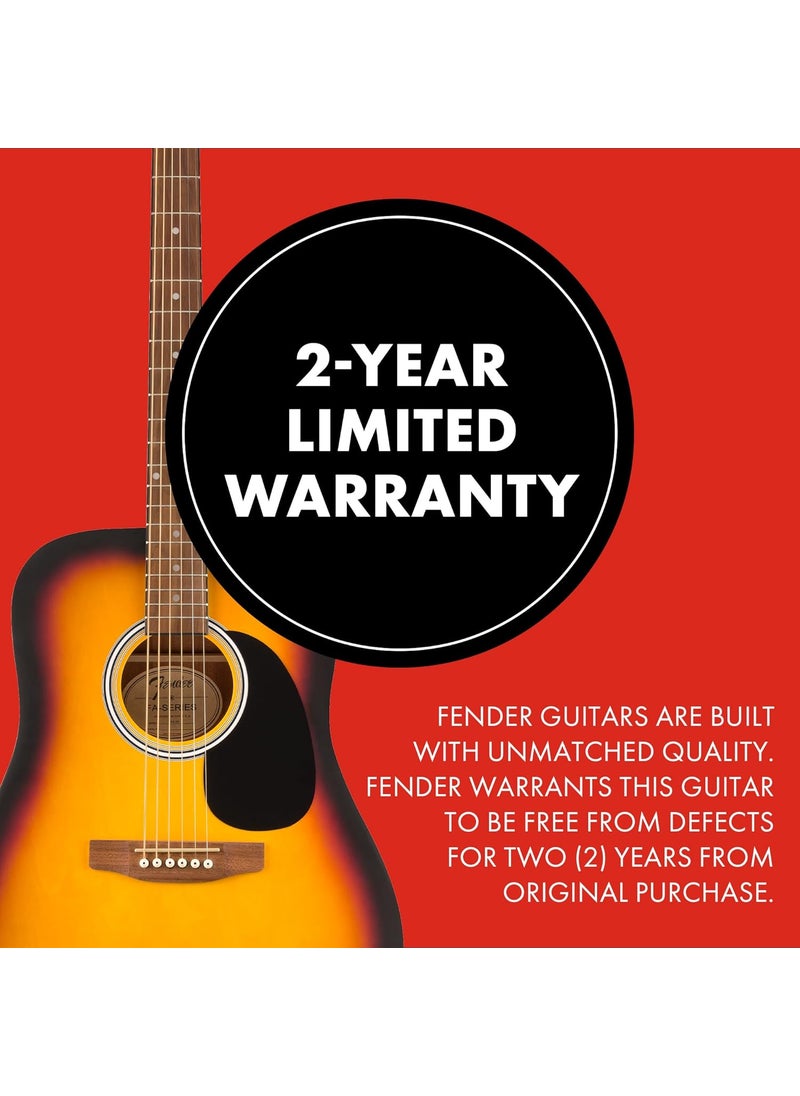 FENDER - Fender FA25 Dreadnought Acoustic Guitar Beginner Guitar with 2Year Warranty Includes Free Lessons Sunburst - Image 1