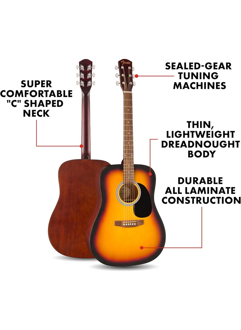 FENDER - Fender FA25 Dreadnought Acoustic Guitar Beginner Guitar with 2Year Warranty Includes Free Lessons Sunburst - Image 1