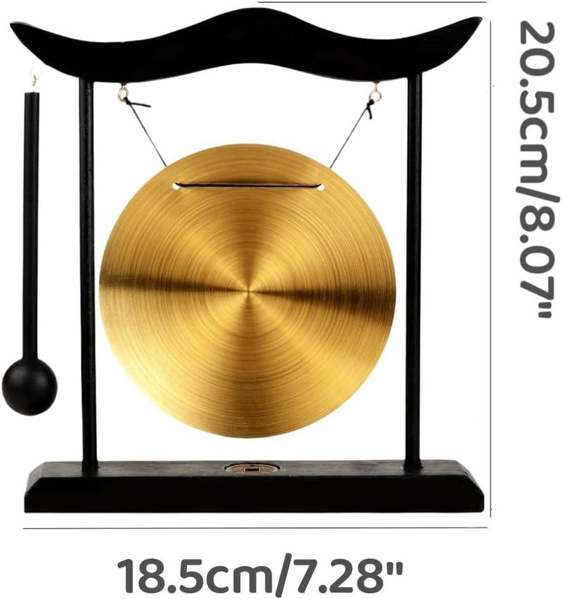 BIGTREE Feng Shui Brass Gong Desktop Wind Gong Copper Zen Chinese Table Gong Hand Gong For Housewarming Home Decor Oriental Chinese Mysterious Decor Gifts - Image 2