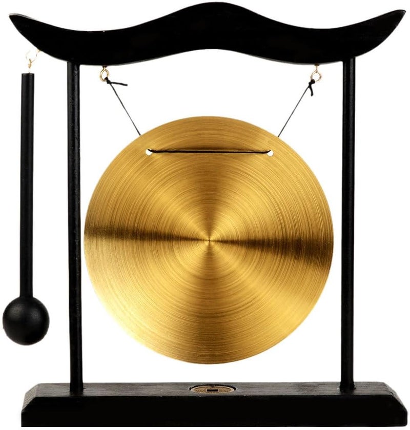 BIGTREE Feng Shui Brass Gong Desktop Wind Gong Copper Zen Chinese Table Gong Hand Gong For Housewarming Home Decor Oriental Chinese Mysterious Decor Gifts - Image 1