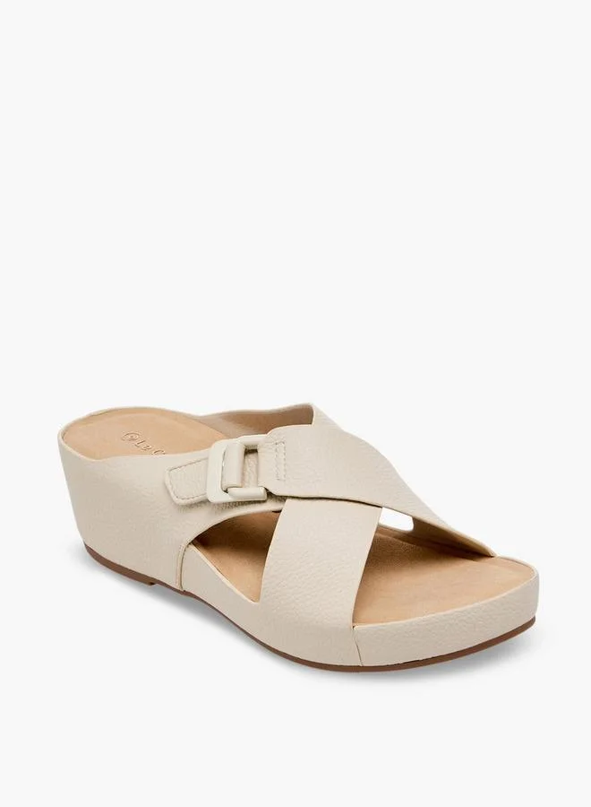 لو كونفورت Women Textured Cross Strap Wedge Sandals