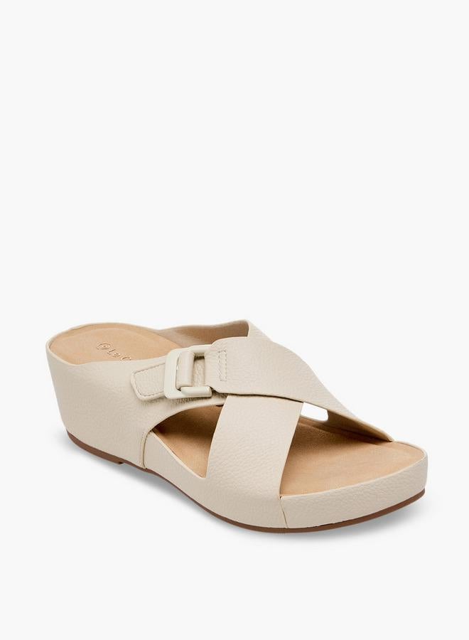 Le Confort Women Textured Cross Strap Wedge Sandals - Image 2