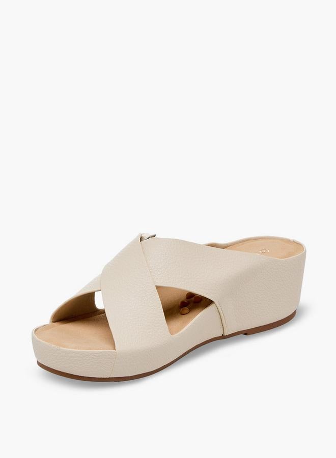 Le Confort Women Textured Cross Strap Wedge Sandals - Image 4