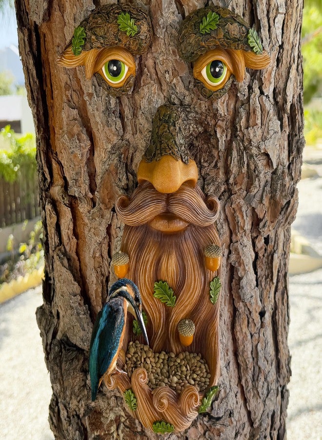 Mood Lab Tree Face Decor - Outdoor Bird Feeder with Acorns - Old Man Tree Face Garden Hugger Decoration - Image 5
