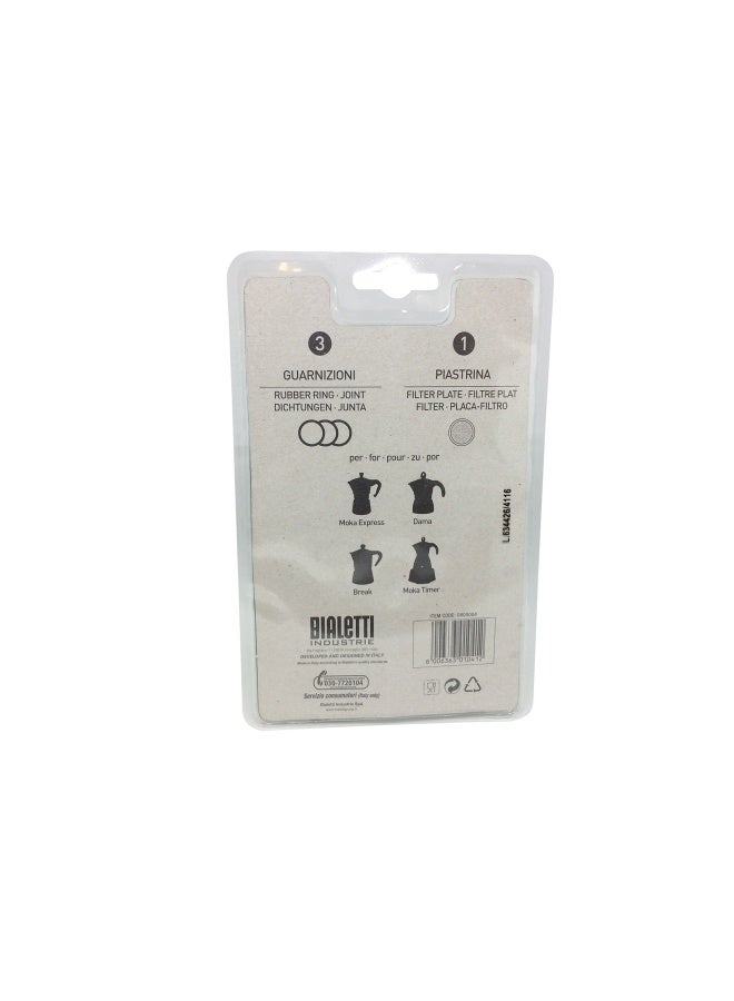 Bialetti Moka Express 6 Cup Replacement Filter and 3 Gaskets  White - Image 2