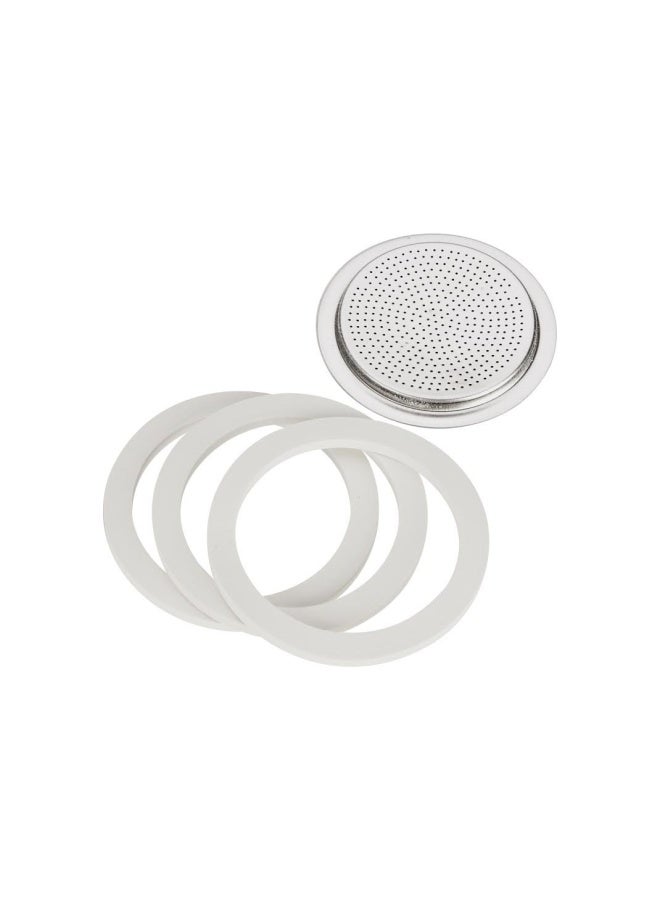 Bialetti Moka Express 6 Cup Replacement Filter and 3 Gaskets  White - Image 3