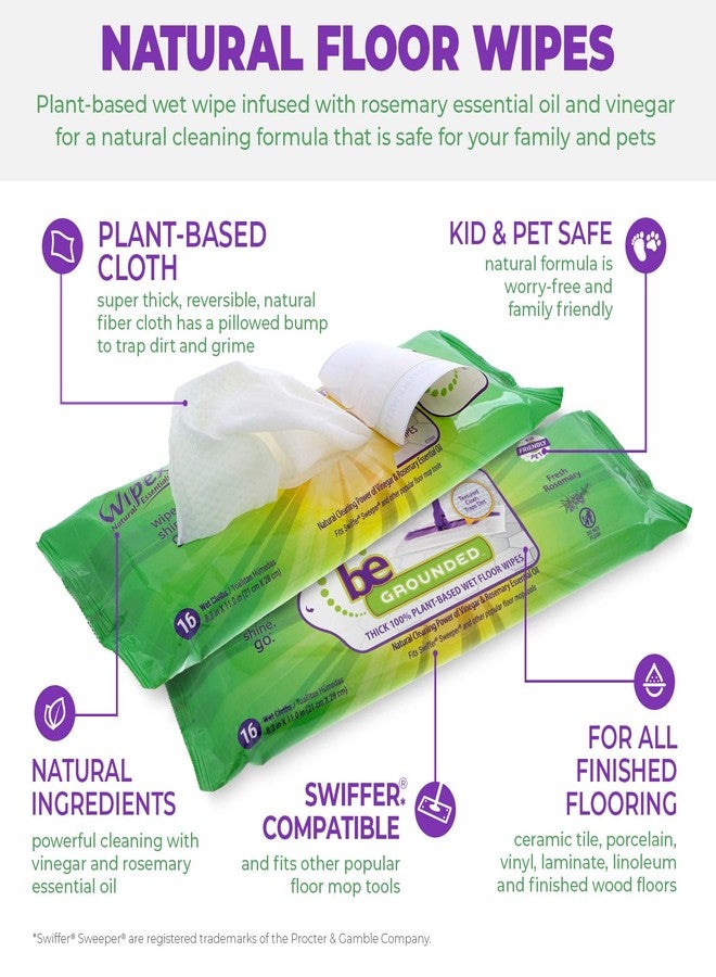 Wipex Wet Floor Wipes - Natural Wet Mop Pads Fit Swiffer Sweeper Mop - Rosemary Essential Oil & Vinegar & Plant-Based Textured Cloth Trap Absorb Dirt, Floor Cleaner Pads, 16 Count (Pack of 3) - Image 3