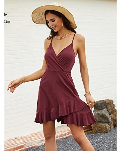 ULTRANICE Summer Red Dress Womens Spring Trendy 2025 Casual Wrap Flowy V Neck Adjustable Spaghetti Outfits Clothes Wedding Guest Semi Formal Dresses Graduation Party Midi Sundresse(Red,L) - Image 5