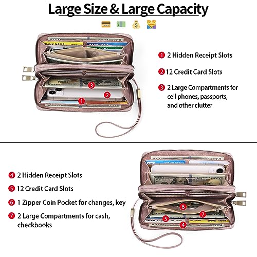 GAEKEAO Wallet for Women Clutch RFID Blocking Leather Wristlet Purse Large Capacity Credit Card Holder with Grip Hand Strap - Image 3