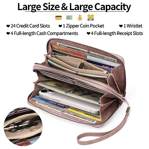 GAEKEAO Wallet for Women Clutch RFID Blocking Leather Wristlet Purse Large Capacity Credit Card Holder with Grip Hand Strap - Image 2