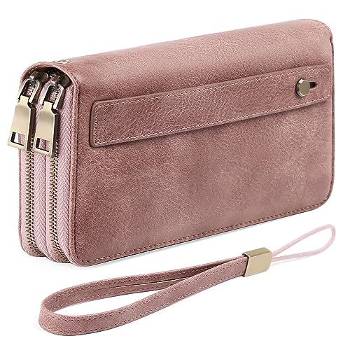GAEKEAO Wallet for Women Clutch RFID Blocking Leather Wristlet Purse Large Capacity Credit Card Holder with Grip Hand Strap - Image 1