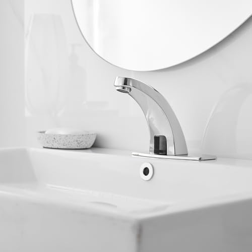 Green Spring Greenspring Touchless Bathroom Sink Faucet, Motion Automatic Sensor Faucet, Hands Free Vanity Faucets with Hole Cover Plate, Modern Commercial with Control Box and Temperature Mixer, Chrome - Image 3
