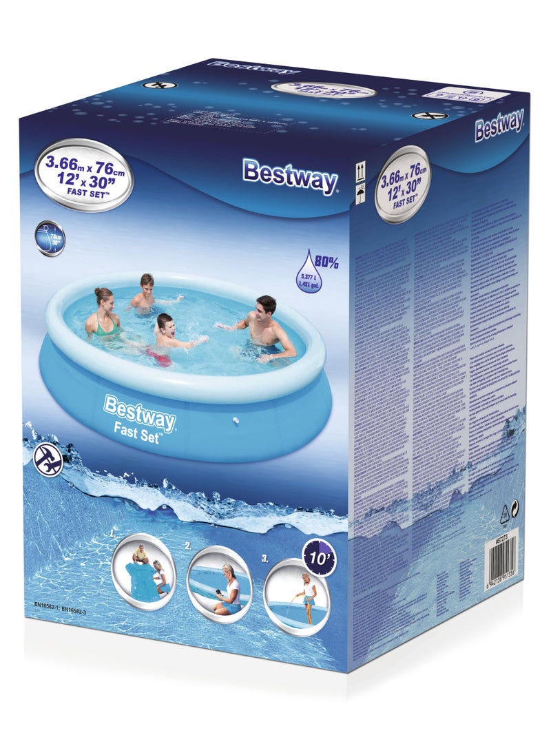 Bestway - 57273-Fast Set Inflatable Round Swimming Pool 3.66mx76cm / 12'x30", 5377L - Image 1