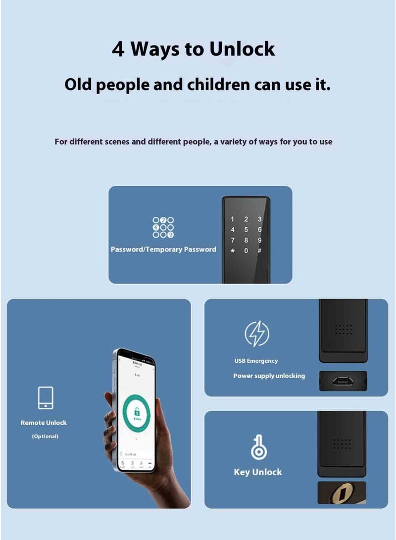 Sharpdo Home Smart Door Lock Remote Electronic Password Lock Smart Lock Tuya Bluetooth/Password/Swipe Card/Gateway (No Fingerprint Unlocking) Door Lock Smart Lock Replacement Parts Keyless Door Lock Combination Key Door Lock - Image 4