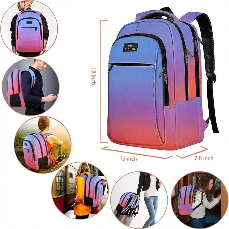 MATEIN Fashion Laptop Backpack 15.6 Inch, Anti Theft Slim Travel Backpack, Water Resistant Computer Bag for Men & Women - Image 2