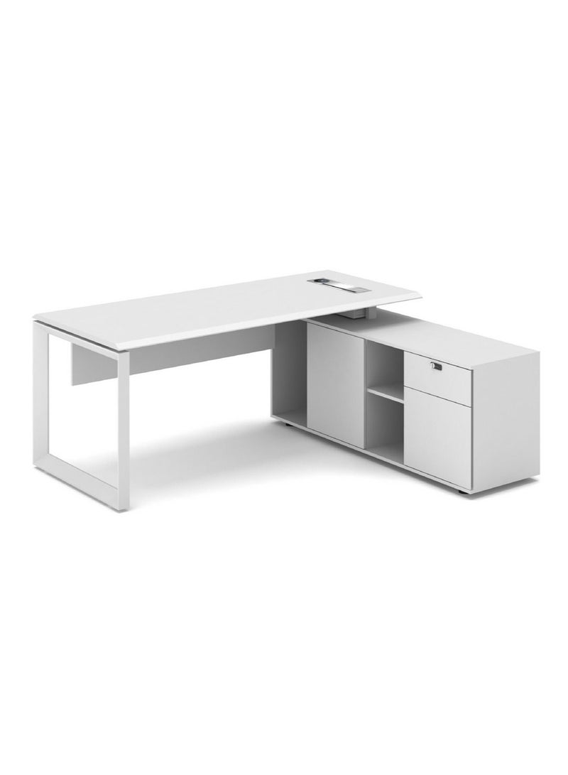 Neo Front Manager Table Powder Coated Executive Table White Office Table with Water, Sratch, Heat Resistant 1.6m