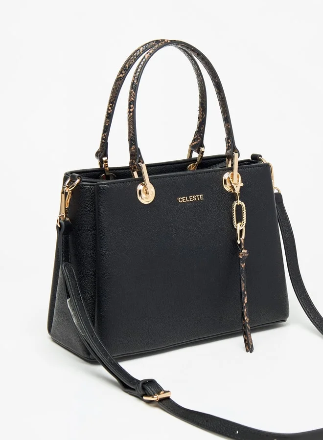 سيليست Women Solid Tote Bag with Detachable Strap and Zip Closure