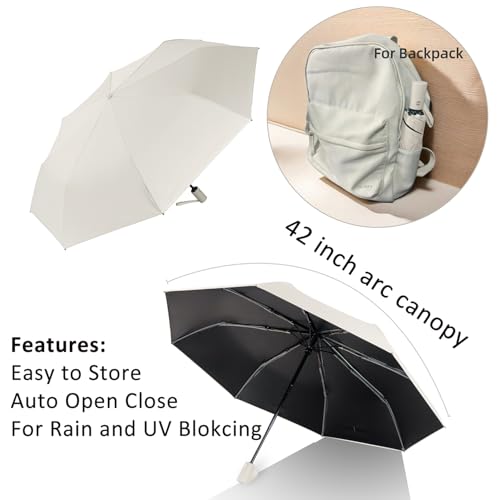 BAODINI Small UV Protection Travel Umbrella Compact for Rain and Sun UPF 50+ Windproof Portable 42 inch Umbrella for Women and Men - Image 3