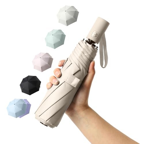 BAODINI Small UV Protection Travel Umbrella Compact for Rain and Sun UPF 50+ Windproof Portable 42 inch Umbrella for Women and Men - Image 1