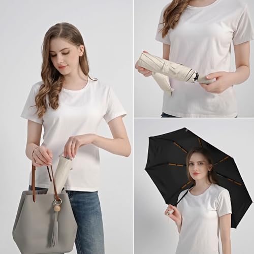 BAODINI Small UV Protection Travel Umbrella Compact for Rain and Sun UPF 50+ Windproof Portable 42 inch Umbrella for Women and Men - Image 4