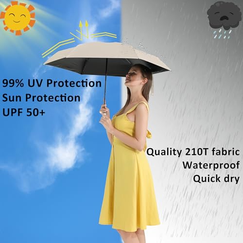 BAODINI Small UV Protection Travel Umbrella Compact for Rain and Sun UPF 50+ Windproof Portable 42 inch Umbrella for Women and Men - Image 2