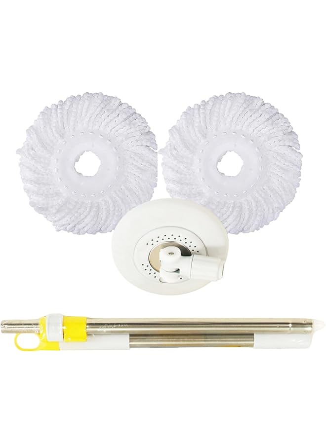 ZALCOON Spin Mop Telescopic Handle and Base for Floor Cleaning, 360° Spinning Mop Bucket with 2 Microfiber Mop Refills (Grey) - Image 1