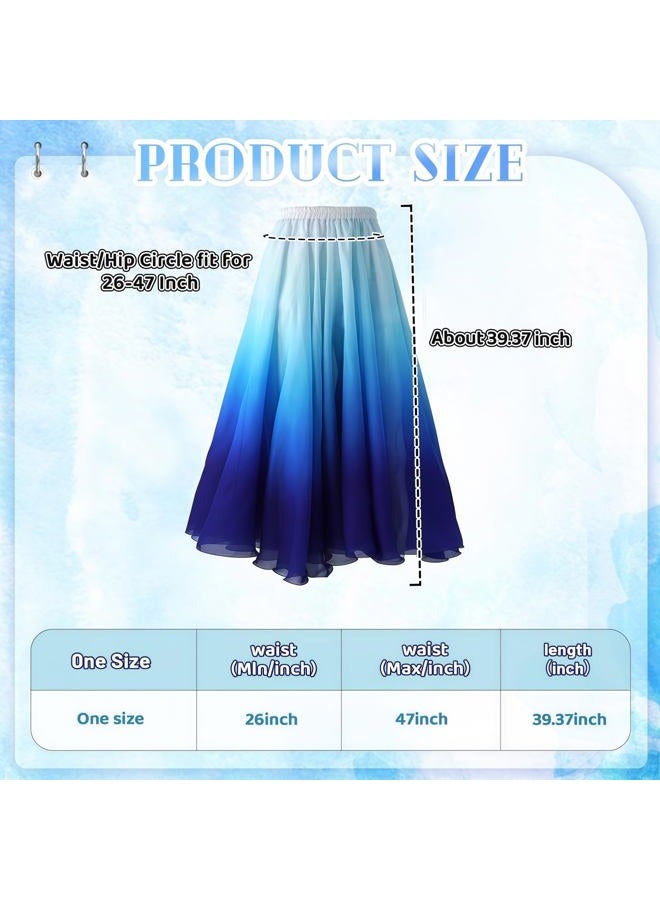 Baisdan Belly Dance Skirt for Women, Dancing Skirt Belly Dancer Outfit, Flowy Long Gypsy Skirts, Halloween Costume Gift, White Blue, One size - Image 3