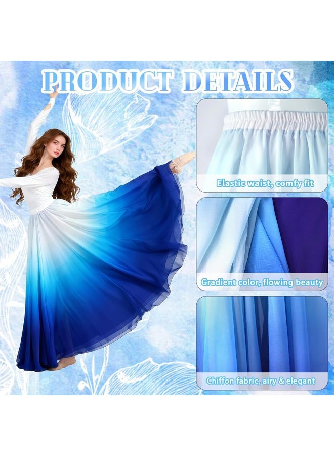 Baisdan Belly Dance Skirt for Women, Dancing Skirt Belly Dancer Outfit, Flowy Long Gypsy Skirts, Halloween Costume Gift, White Blue, One size - Image 4
