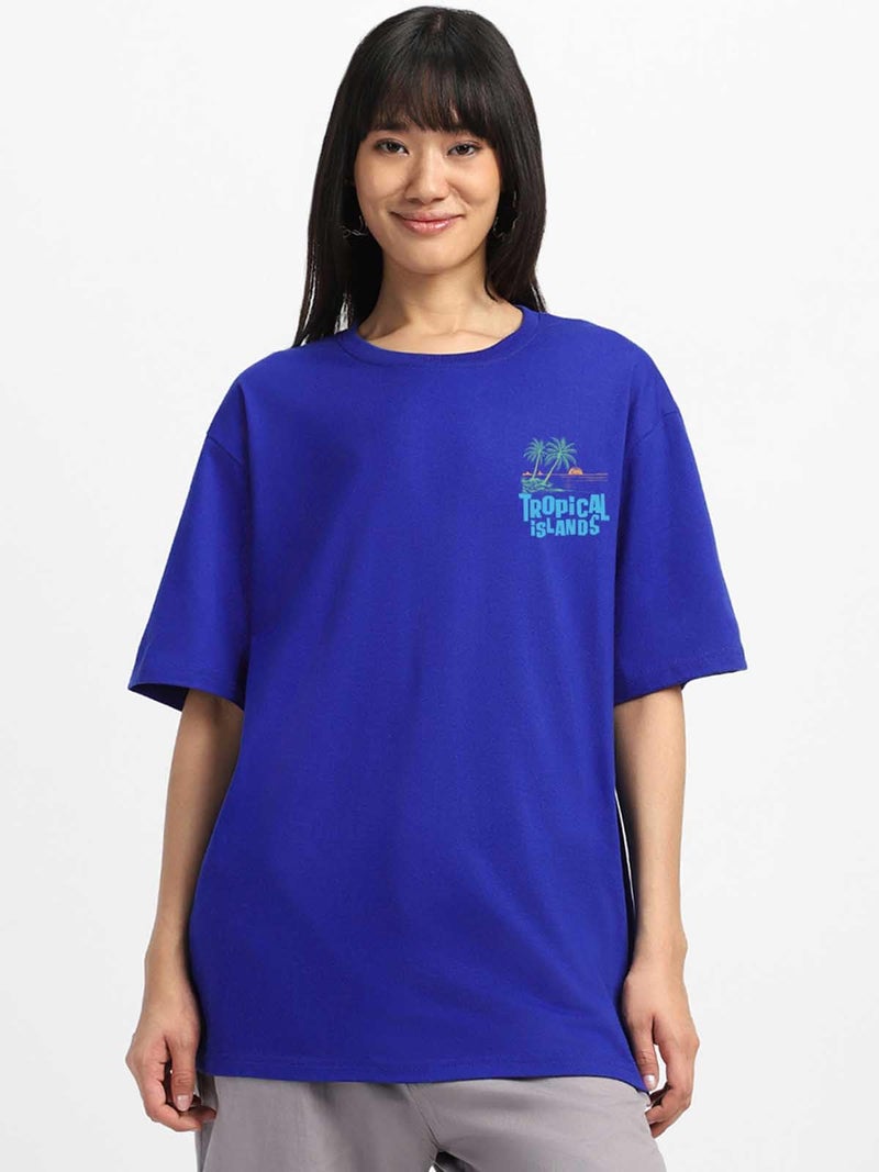 JUNEBERRY® Pure Cotton Oversized Baggy Fit Drop Shoulder Graphic Printed Round Neck T-Shirt for Women (OS_100_JBTRL_RB_L) - Image 3