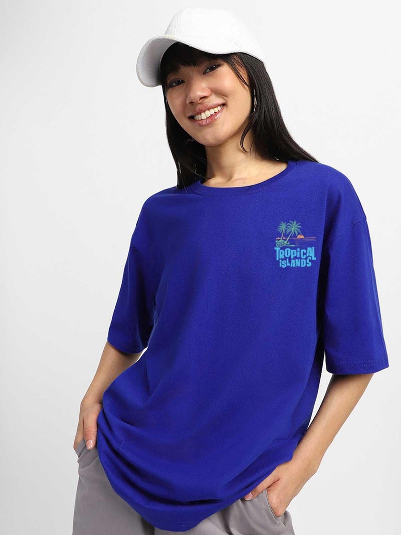 JUNEBERRY® Pure Cotton Oversized Baggy Fit Drop Shoulder Graphic Printed Round Neck T-Shirt for Women (OS_100_JBTRL_RB_L) - Image 4