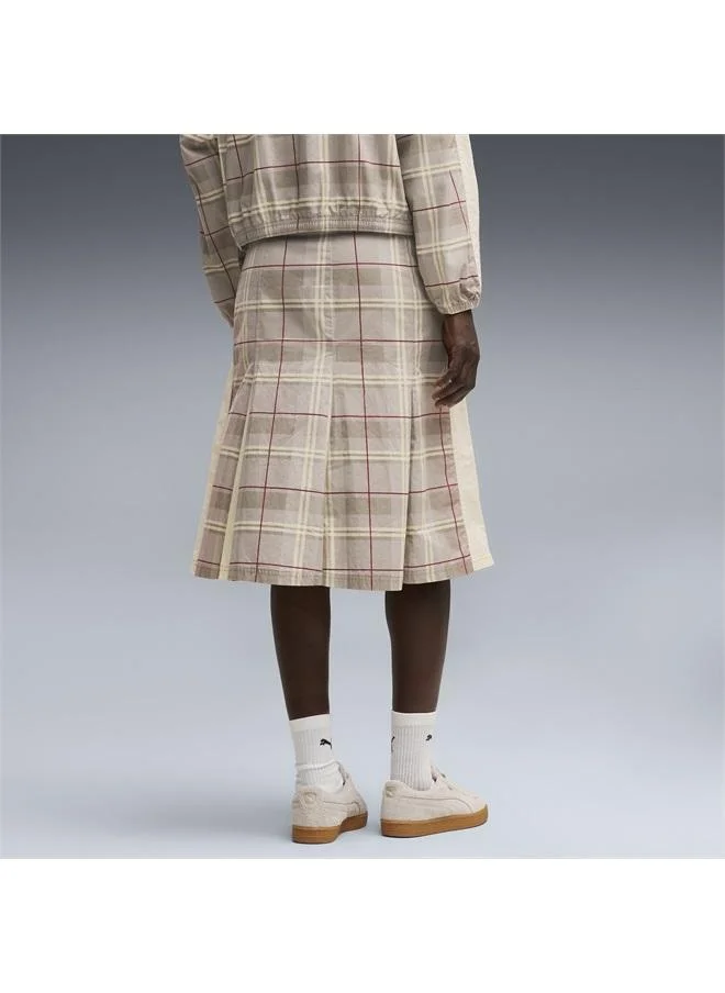 Puma T7 Pleated Tartan Midi Skirt Women