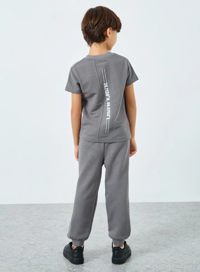 Styli Styli Boys Grey Textured T-Shirt and Joggers Set