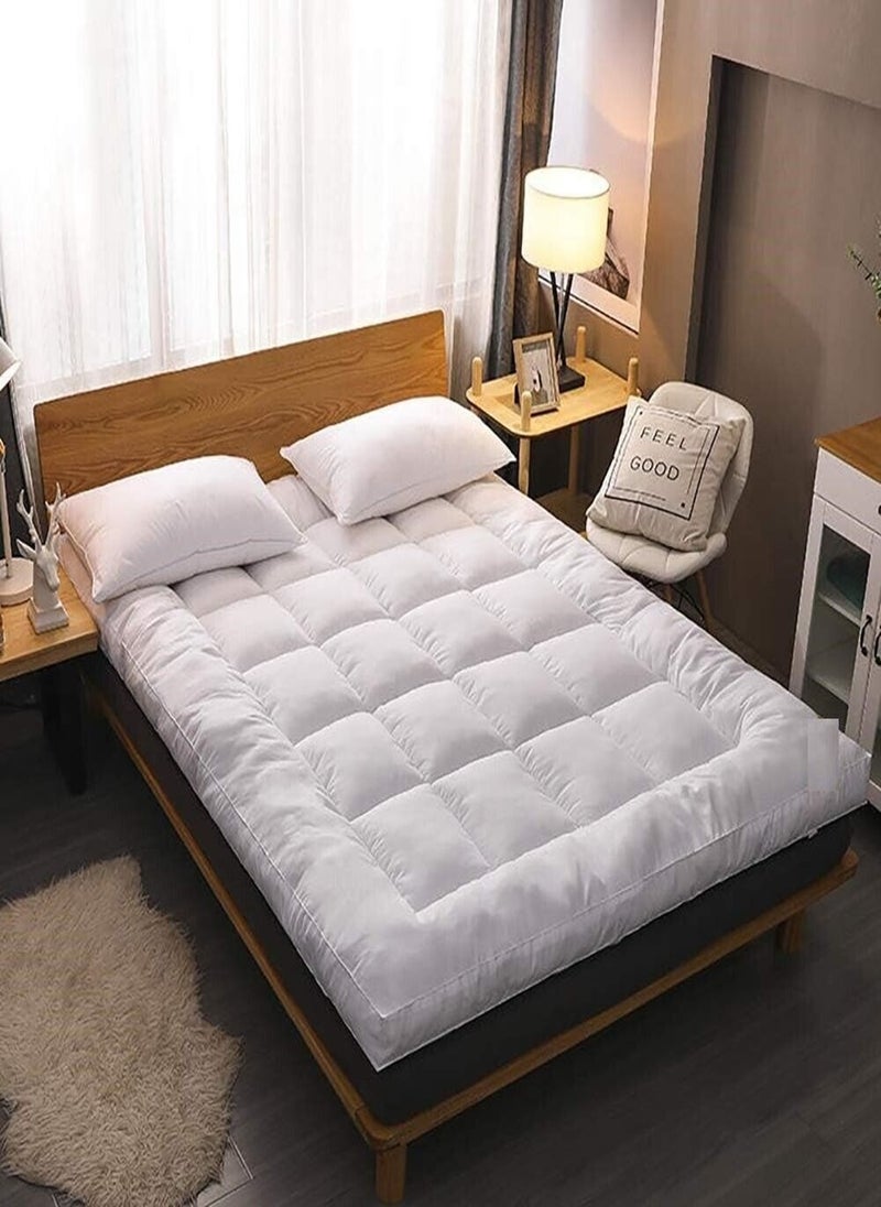 Blueberry Mattress Topper Top Quality Micofiber Quilted Box Design Stiched With 4 Corner Elastic 6cm Thickness 140x200cm  - Image 1