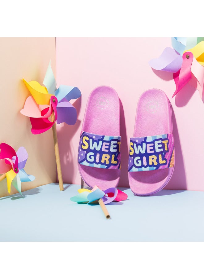 CUBS Sweet Girl Print Everyday Wear Eco-Friendly Pvc Slides For Girls Lightweight Easy To Wash And Anti-Slip Soles - Image 2