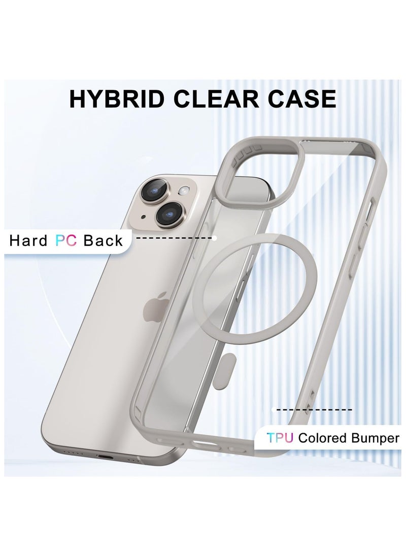 Generic - Clear Hard PC Back Cover Soft TPU Frame Shockproof Protective Slim Bumper Case Built in Magnets Compatible with MagSafe for iPhone 13 Mini (Titanium) - Image 1