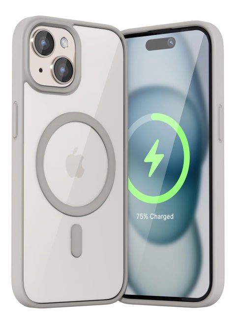 Clear Hard PC Back Cover Soft TPU Frame Shockproof Protective Slim Bumper Case Built in Magnets Compatible with MagSafe for iPhone 13 Mini (Titanium)