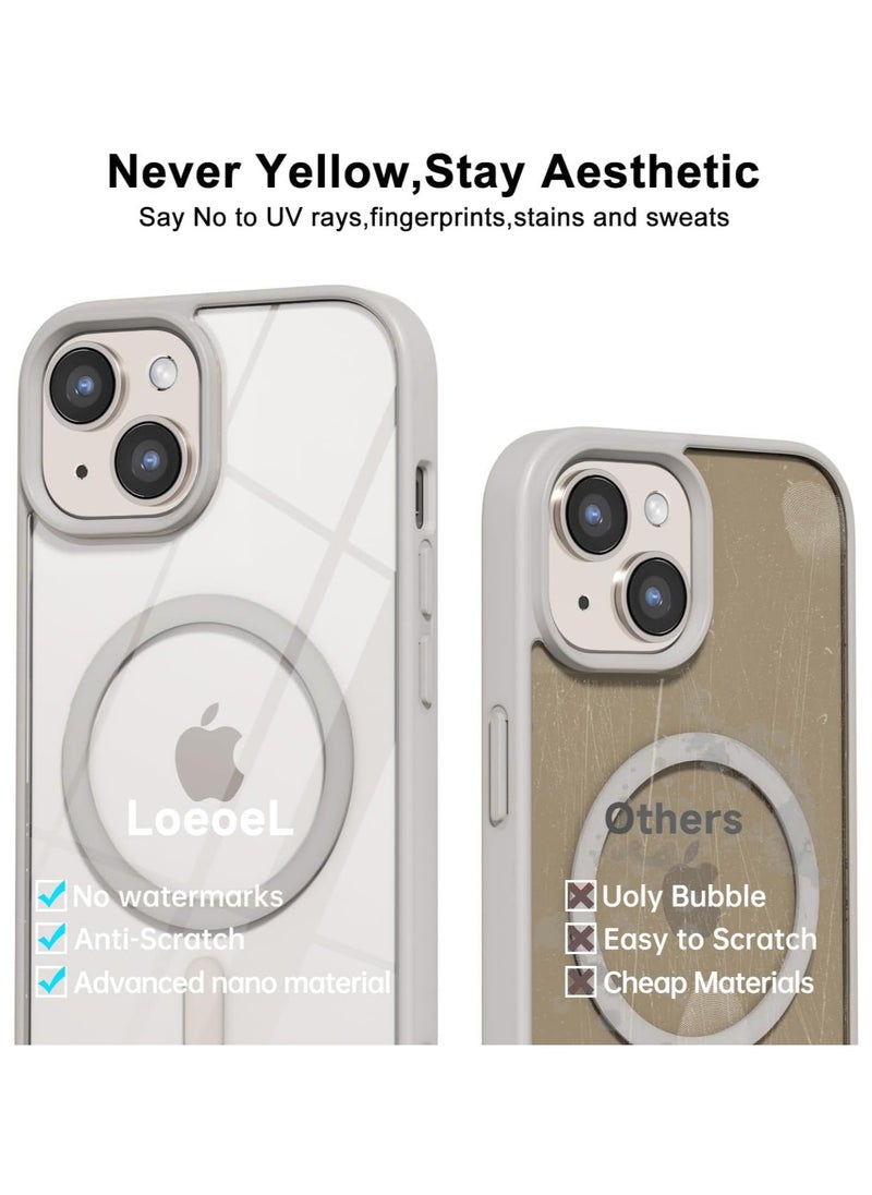 Generic - Clear Hard PC Back Cover Soft TPU Frame Shockproof Protective Slim Bumper Case Built in Magnets Compatible with MagSafe for iPhone 13 Mini (Titanium) - Image 1