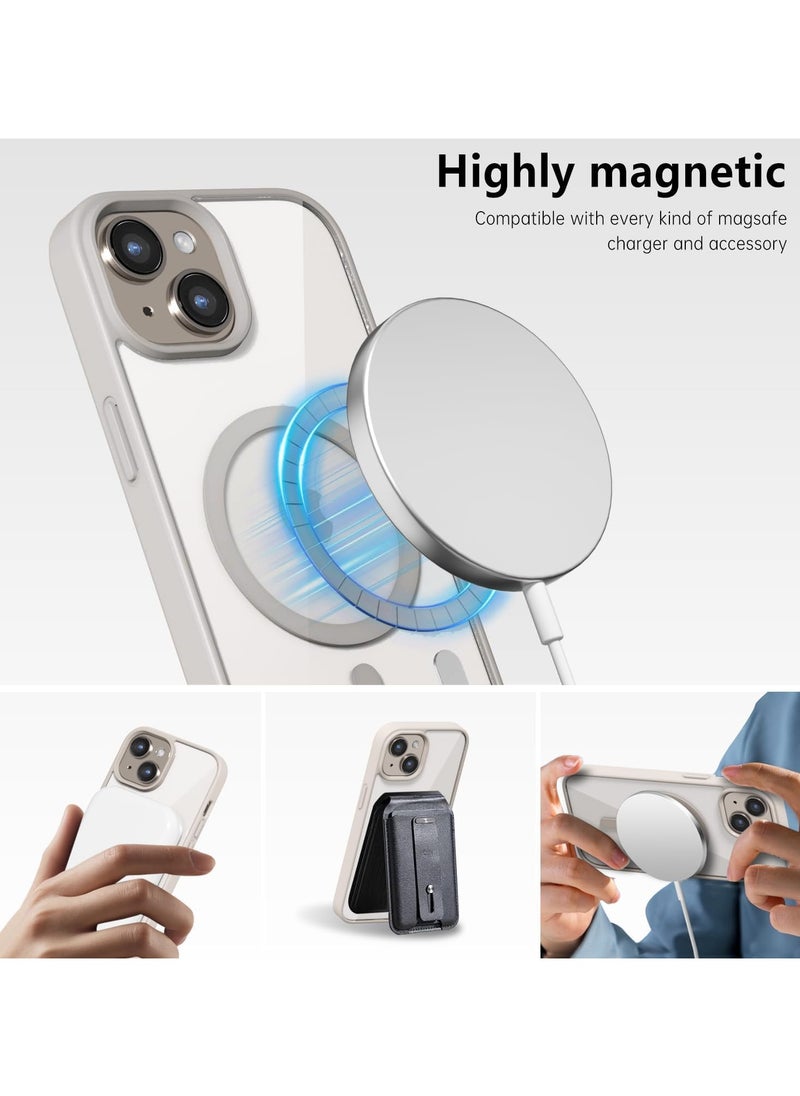 Generic - Clear Hard PC Back Cover Soft TPU Frame Shockproof Protective Slim Bumper Case Built in Magnets Compatible with MagSafe for iPhone 13 Mini (Titanium) - Image 1