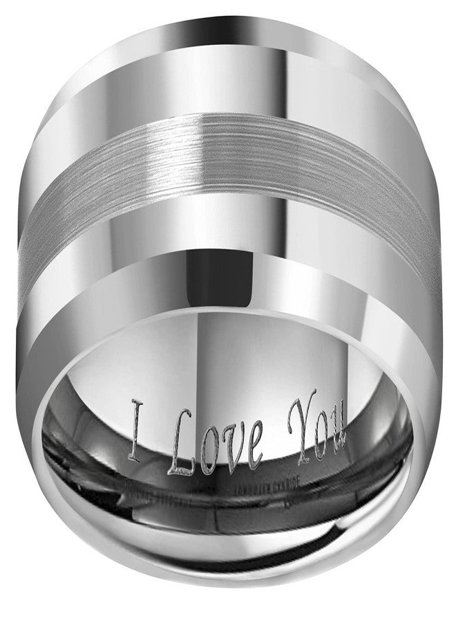 CROWNAL 6mm 8mm 10mm Tungsten Carbide Wedding Band Ring Engraved I Love You Men Women Brushed Strip Beveled Edge (10mm,14) - Image 3