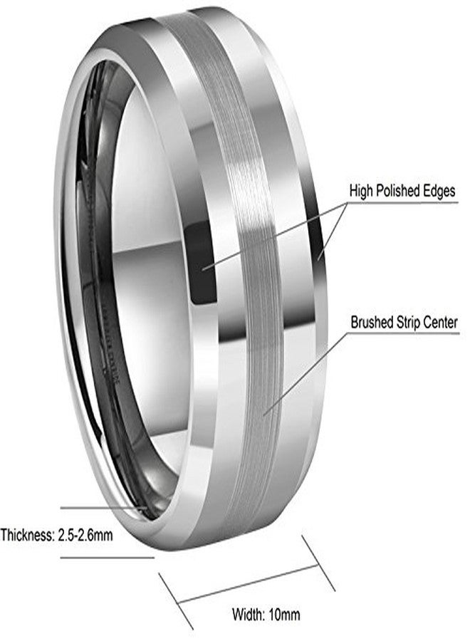 CROWNAL 6mm 8mm 10mm Tungsten Carbide Wedding Band Ring Engraved I Love You Men Women Brushed Strip Beveled Edge (10mm,14) - Image 5