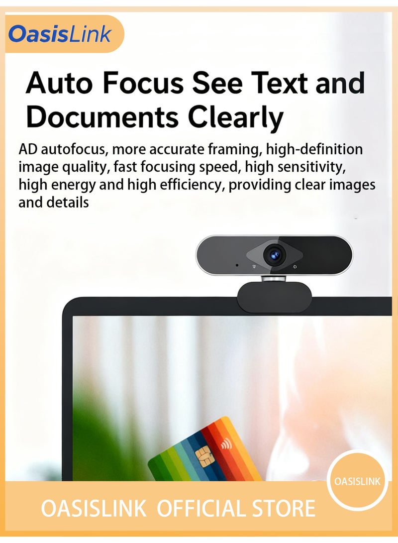 OasisLink 2K HD Webcam with Auto Focus, 150° Ultra Wide Angle & Built-in Noise-Canceling Microphone - Plug and Play for Exam & Online Class - Image 4