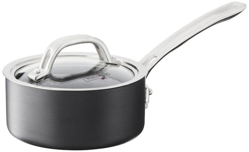 Viking Non Stick Sauce Pan with Glass Lid, 1 Quart Hard Anodized Nonstick Saucepan Cooking Pot, Dishwasher and Oven Safe, Induction Ready, Gray - Image 1