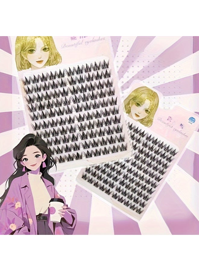 False Eyelashes 100Pcs Self Adhesive Eyelashes   Natural Look No Glue Needed 3D Effect Eyelash Reusable Lashes  Black Synthetic Hair, False Eyelash Clusters - Image 1