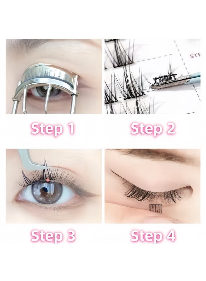 False Eyelashes 100Pcs Self Adhesive Eyelashes   Natural Look No Glue Needed 3D Effect Eyelash Reusable Lashes  Black Synthetic Hair, False Eyelash Clusters - Image 5