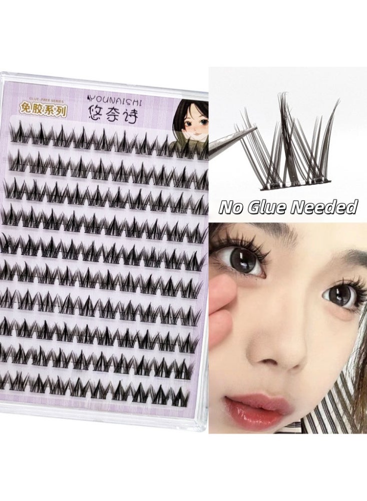 False Eyelashes 100Pcs Self Adhesive Eyelashes   Natural Look No Glue Needed 3D Effect Eyelash Reusable Lashes  Black Synthetic Hair, False Eyelash Clusters - Image 4