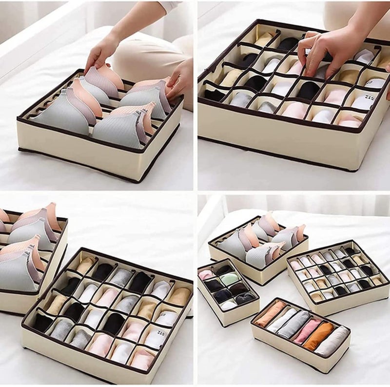 JANCOM Closet Underwear Organizer Drawer Divider 4 Set Fabric Foldable Cabinet Closet Bra Organizers and Storage Boxes for Storing Socks Underpants Panties Ties Divider - Image 4