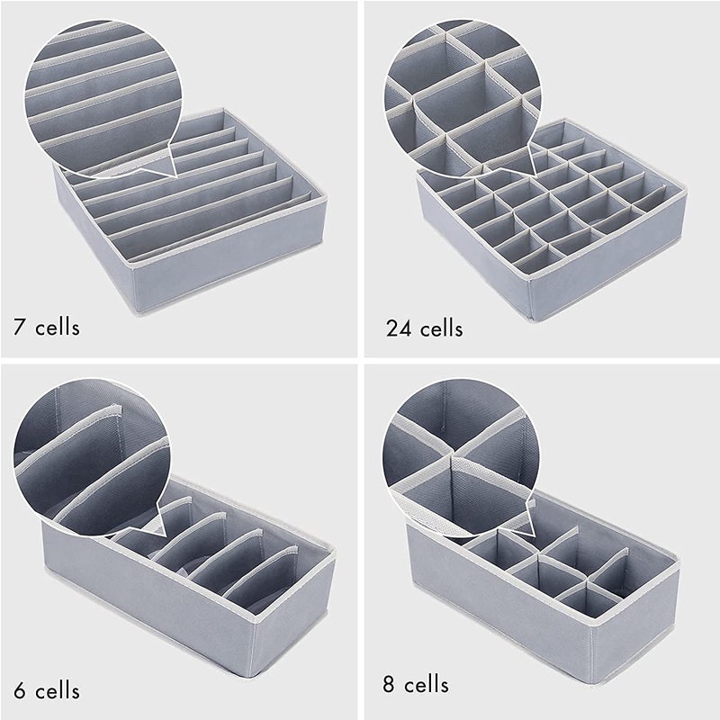 JANCOM Closet Underwear Organizer Drawer Divider 4 Set Fabric Foldable Cabinet Closet Bra Organizers and Storage Boxes for Storing Socks Underpants Panties Ties Divider - Image 5