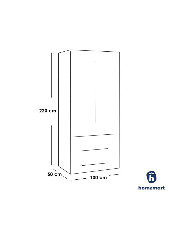 Homzmart Lamintec Wood Wardrobe 220×100×50 cm - White & Beige - Image 2